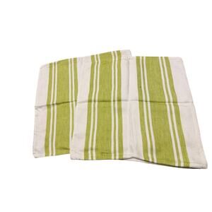 Pottery Barn Lime Green Stripe Linen Throw Pillow Cover Pair 18" x 18"